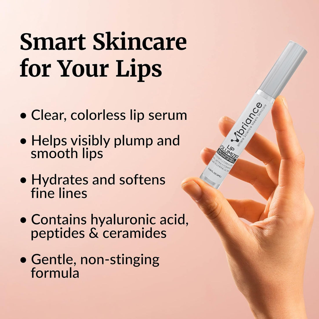 Vibriance Hydrating Lip Volumizer - Plumping Gloss with Hyaluronic Acid - Plumper Smooths Lines and Wrinkles, 0.14 fl oz Halalzen