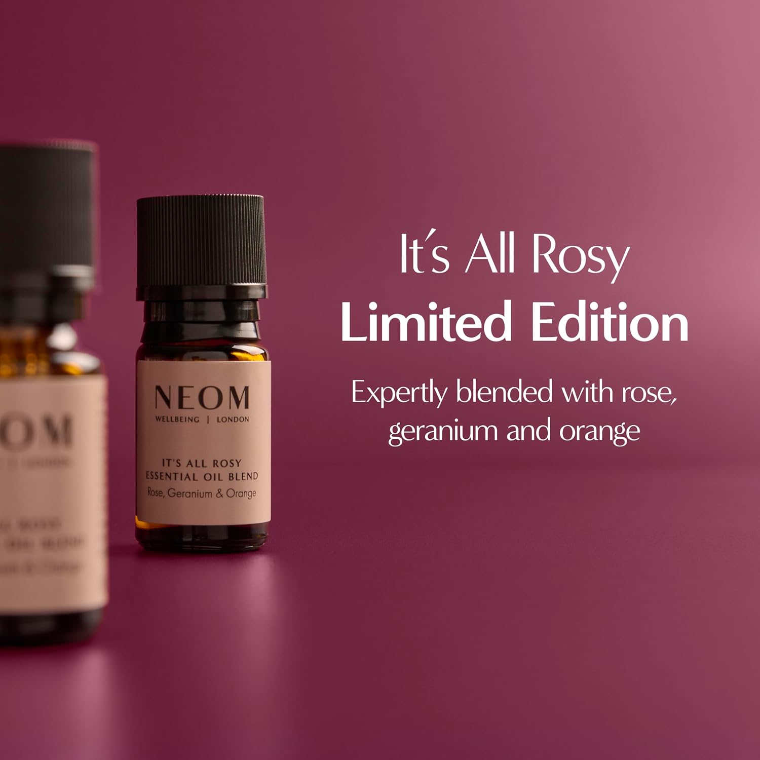 NEOM It's All Rosy Essential Oil Blend 10ml I Rose, Geranium and Orange I 100% Natural Blend of 11 Essential Oils I Up to 30 uses I Uplift Your Mood I Mother's Day Gift I Cruelty Free