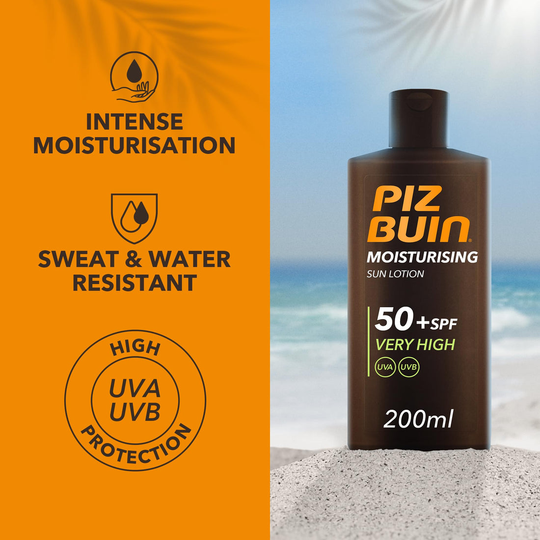 Piz Buin Moisturising Sun Lotion SPF 30 (200ml), Water-Resistant Piz Buin 30 Sunscreen with Advanced UVA/UVB Protection, Skincare with Glycerin and Feverfew PFE Plant Extract