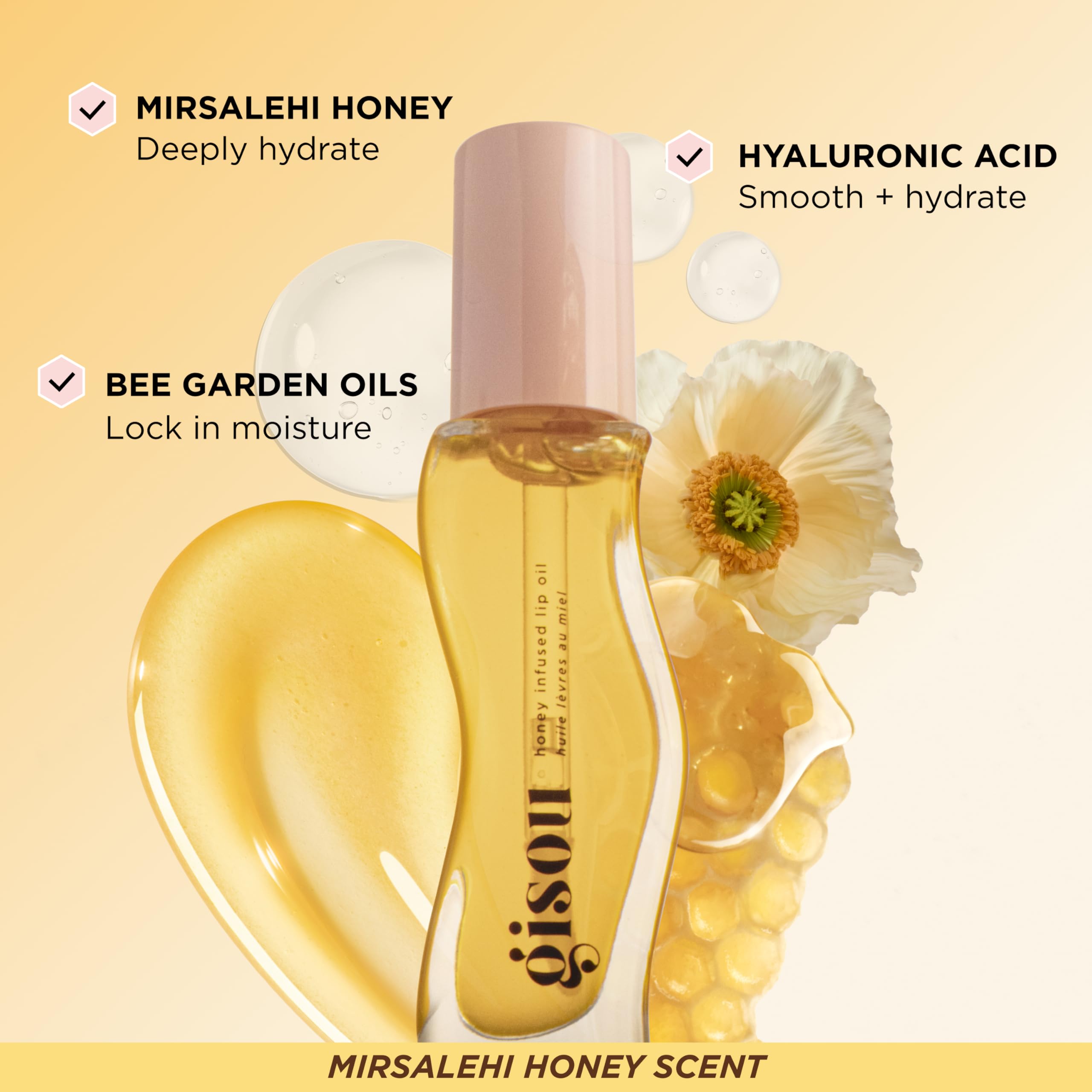 Gisou Honey Infused Lip Oil – Hydrating & Glossy Lip Oil with Jojoba Seed Oil, Non-Sticky Shine, Fresh Honey, 0.27 Fl Oz Halalzen