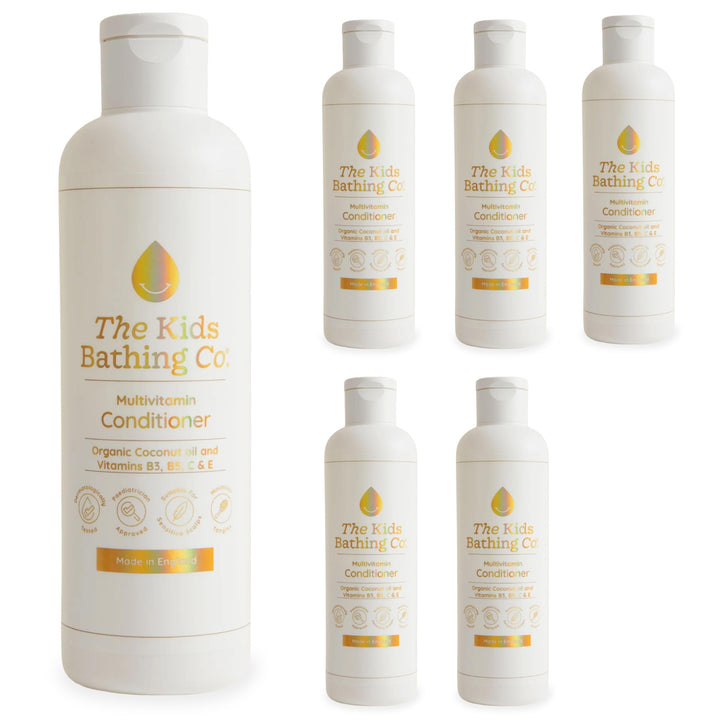 Multivitamin Conditioner 6 Pack with Vitamins B3, B5, C & E and Organic Coconut Oil - 6 x 250ml - Gentle Kids Conditioner for All Hair Types - Nourishing Children’s Conditioner for Sensitive Scalps Halalzen