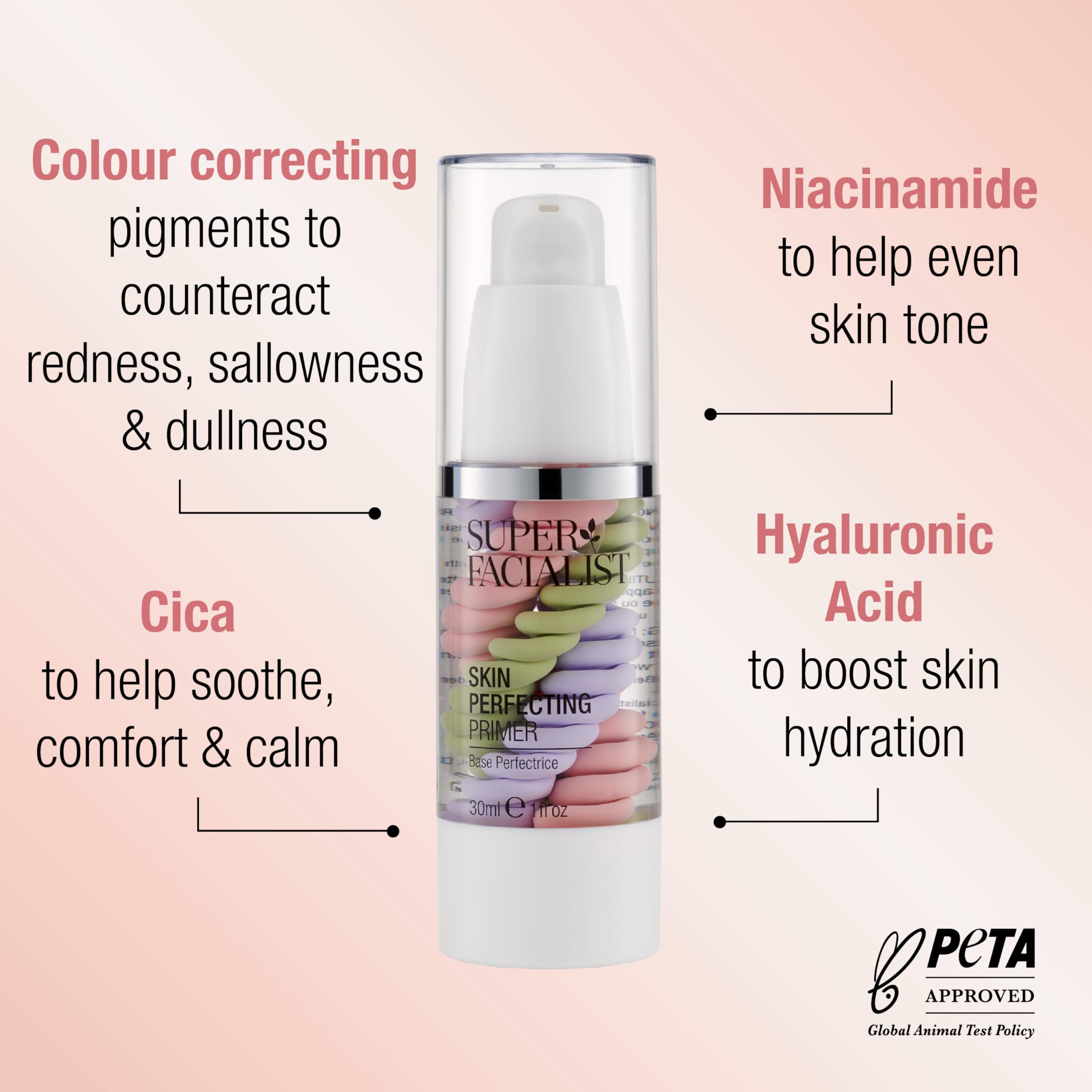 Super Facialist Skin Perfecting Primer - Base Face Primer to Hydrate, Protect & Refine with Colour Corrector Technology, Hyaluronic Acid & Niacinamide, Vegan Friendly Make Up Primer, 30ml Halalzen