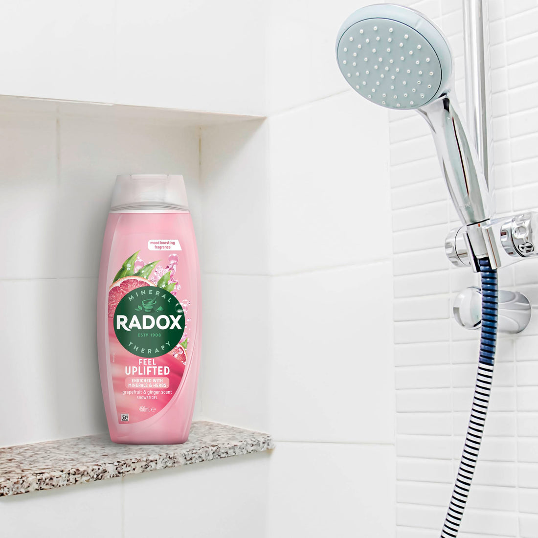 Radox Mineral Therapy Feel Uplifted Shower Gel body wash uniquely blended with minerals, herbs and a grapefruit & ginger scent for a mood-boosting experience 225 ml