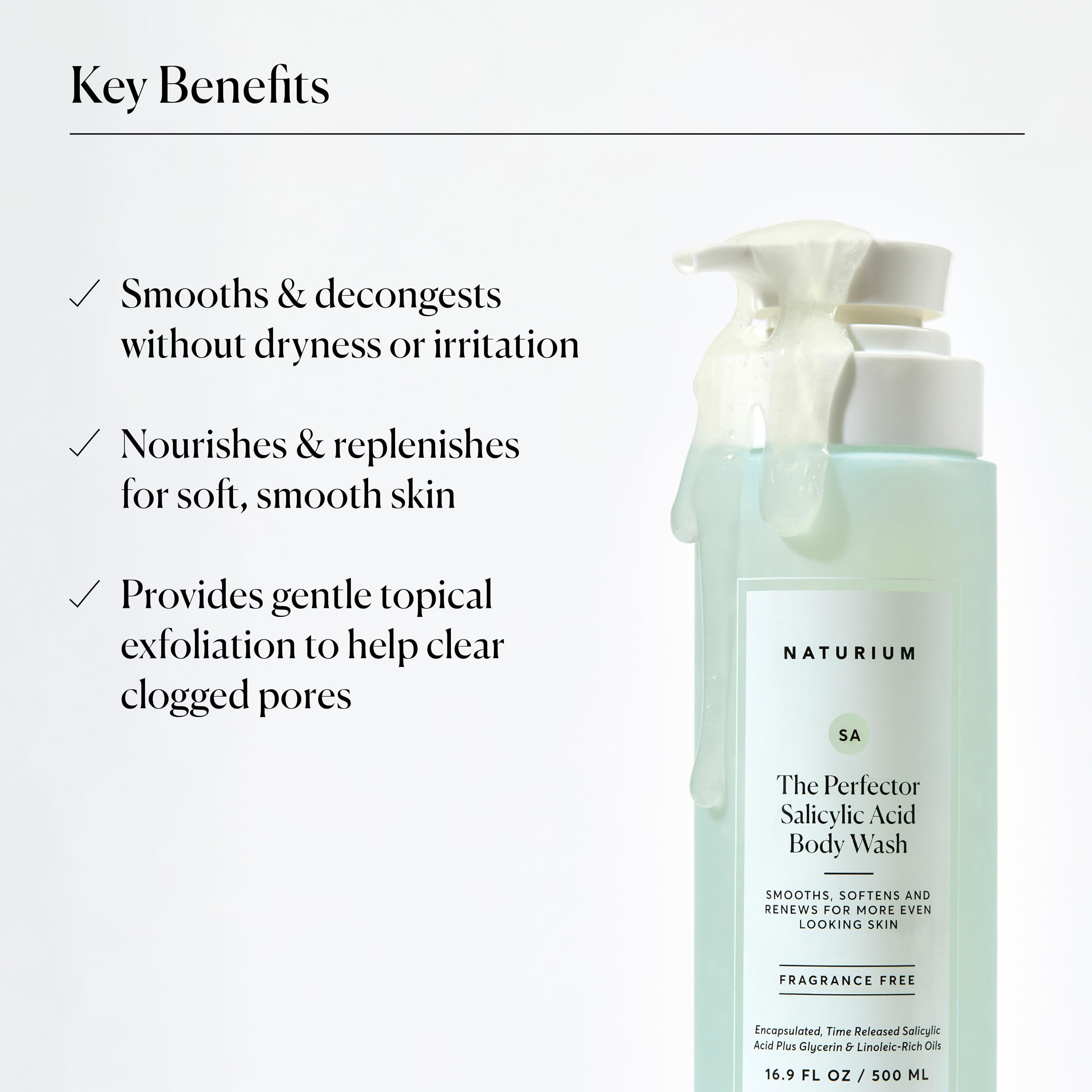 Naturium The Smoother Glycolic Acid Exfoliating Body Wash, Soft & Smoothing Cleanser | 16.9 FL OZ / 500 ML