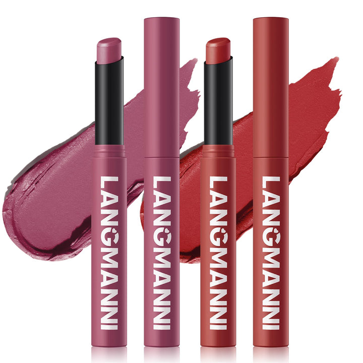 12Pcs Velvet Matte Lipstick Nude Matte Soft Dark Color Stick High Pigmented Long-Lasting Waterproof Lip Stick Lip Balm Beauty Cosmetics Gift for Women(01#-12#)