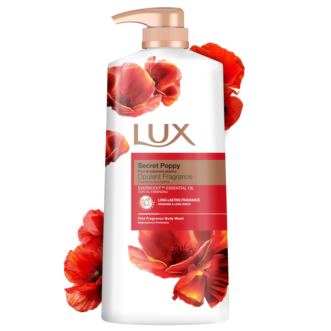 LUX Charming Peony Body Wash with Orange Oil - Men's & Women's Aromatic, Long-Lasting Fine Fragrance Shower Gel, Nourishing Body Cleanser, Aromatic Fragrance Bath Soap - Pack of 1, 1L