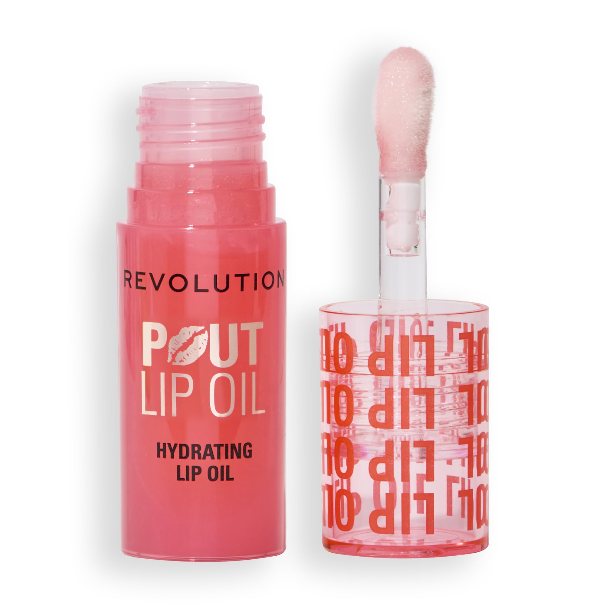 Revolution, Pout Lip Oil, Nourishing Tinted Lip Oil, High Shine, Non-Sticky Finish, Vegan & Cruelty-Free, Glam Pink Shimmer, 4ml