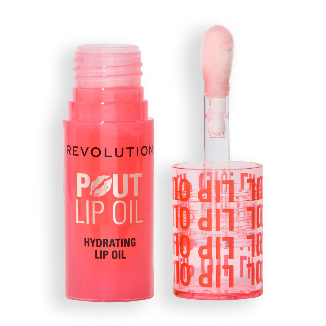 Revolution, Pout Lip Oil, Nourishing Tinted Lip Oil, High Shine, Non-Sticky Finish, Vegan & Cruelty-Free, Glam Pink Shimmer, 4ml