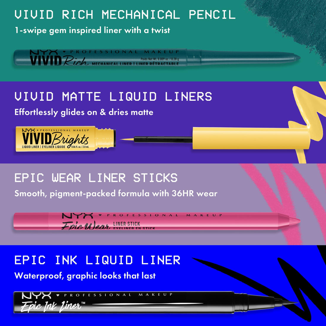 NYX PROFESSIONAL MAKEUP Vivid Rich Mechanical Eye Pencil, Vivid Rich Mechanical, Creamy Retractable Eyeliner - Smokin Topaz, Brown Eyeliner