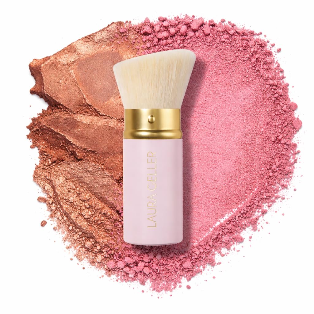 LAURA GELLER NEW YORK Retractable Black Kabuki Brush for Liquid, Cream and Powder Face Makeup With Aluminum Handle Halalzen