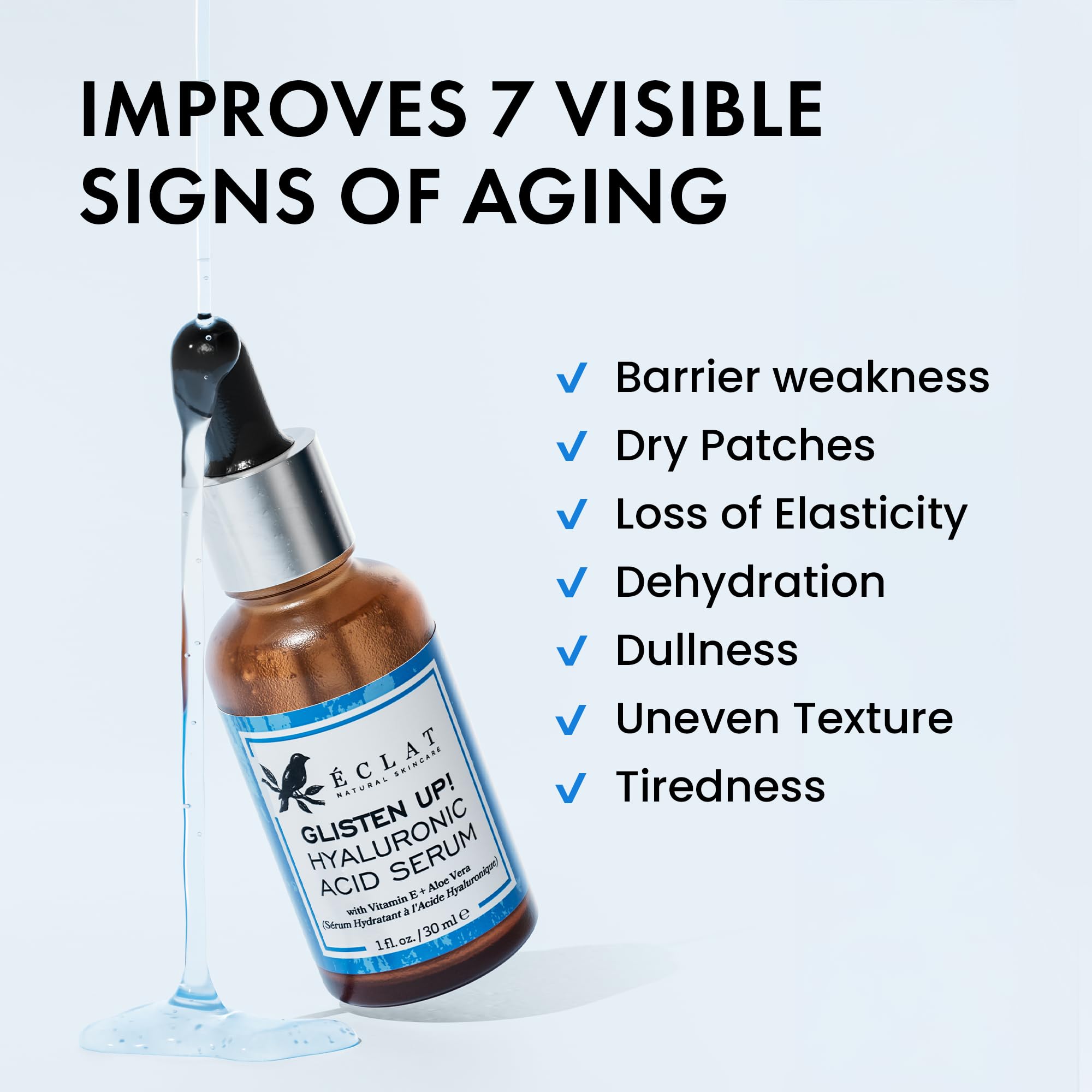 Eclat Skincare Glow Up Vitamin C Serum - Vitamin C Serum for Face with Hyaluronic Acid, Ferulic Acid & Vit E - Skin Brightening Face Care - Anti Aging, Hydrating & Dark Spot Lightening 30ml