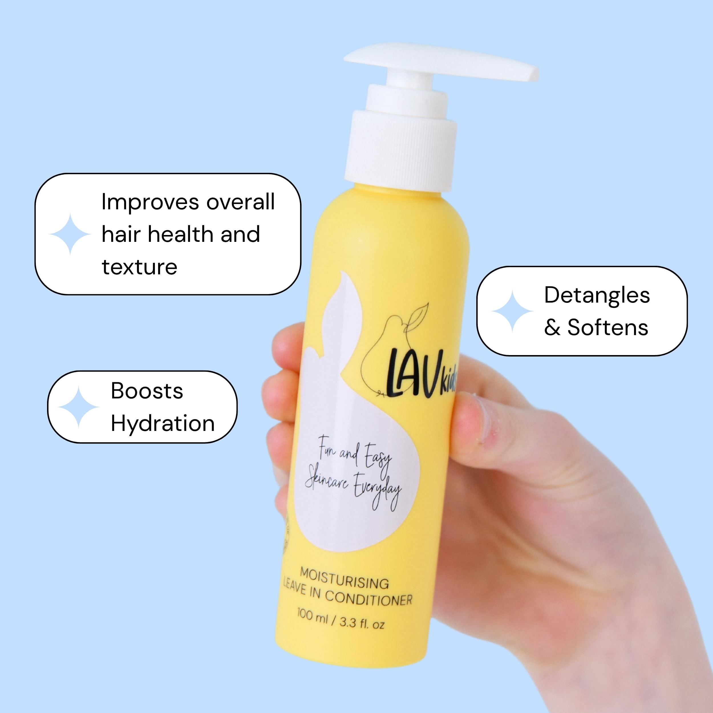 Lav Kids Natural Hair Care Bundle for Daily Use, Algae Extract and Moisturizing (Shampoo + Conditioner)