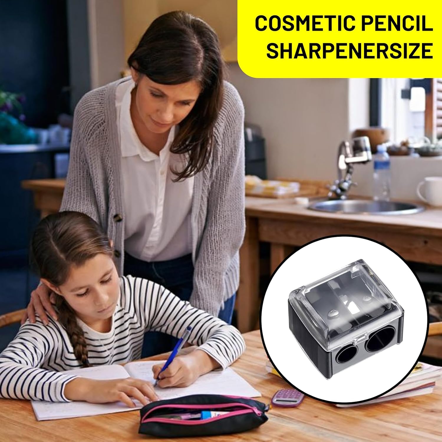 2PCS Makeup Sharpener,Lip Liner Sharpene,Eyeliner Sharpener, Dual Cosmetic Pencil Sharpener for Eye and Brow Pencils, Eyeliner, Lip Liner, Essential Cosmetic Makeup Tool Halalzen