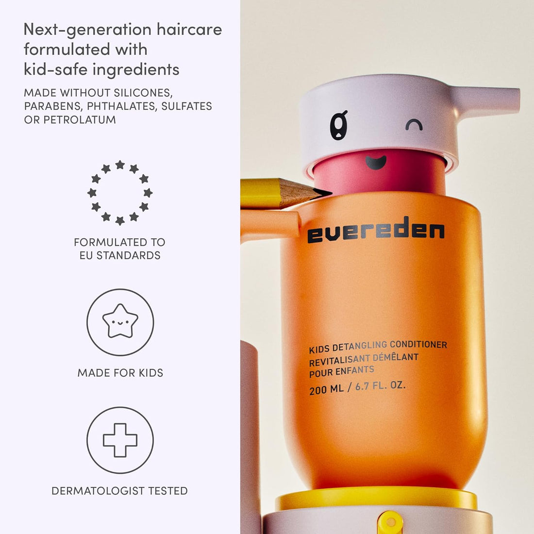 Evereden Kids Conditioner Detangler, 200ml | Kids Haircare | Made With Clean and Non-toxic Ingredients | Clean Conditioner