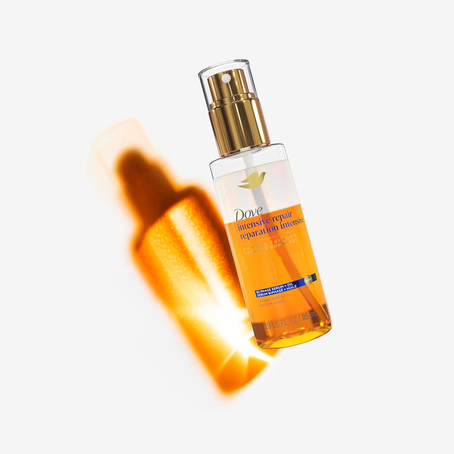 Dove Damage Therapy Intensive Repair with Amino Serum Bi-Phase Serum + Oil Hair Spray for Shine, Frizz Control, and Split Ends 3.9 oz Halalzen