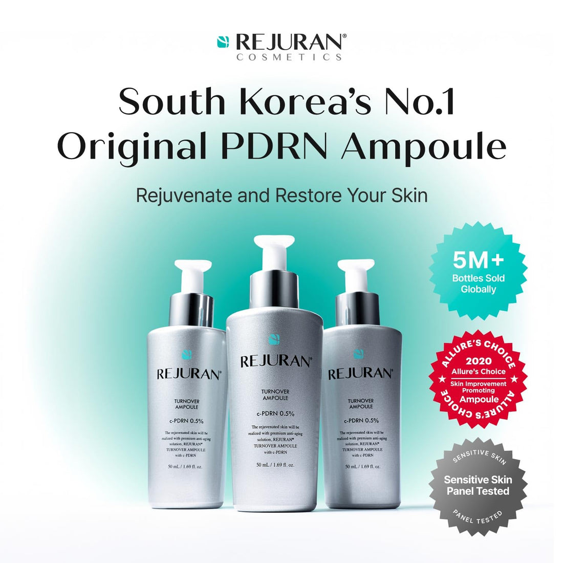 REJURAN® Dual Effect Ampoule, DOT DUAL c-PDRN® - Salmon DNA Face Serum for Deep Rejuvenation, Wrinkle Care, Firming, Skin Elasticity with Visible Anti-Aging Results. Korean Skincare (1.01 fl oz) Halalzen