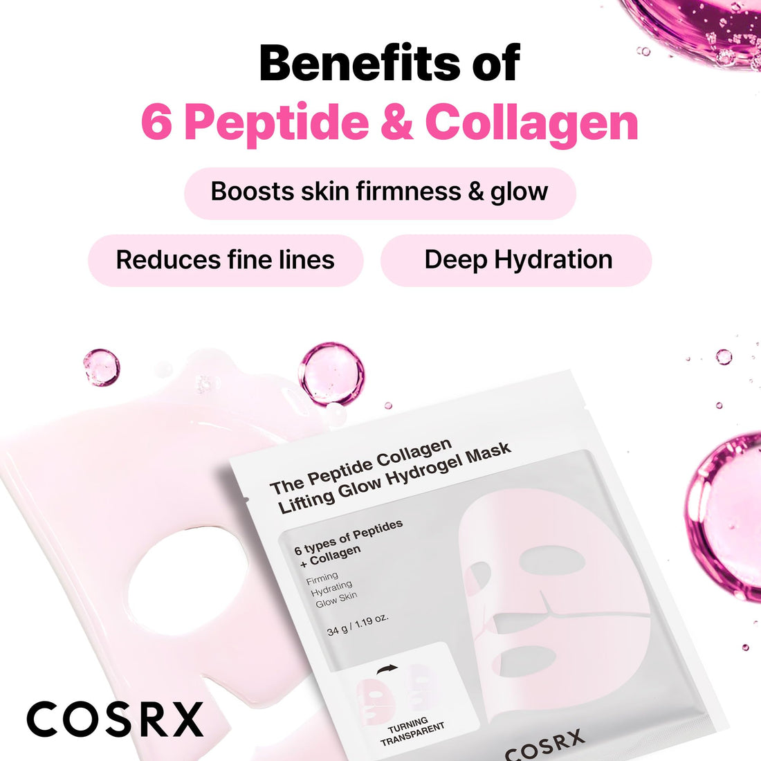 COSRX 6 Peptide Collagen Serum Face Toner with Niacinamide & Hyaluronic Acid, Hydrating & Firming Korean Essence, Anti-Wrinkle & Pore-Tightening Serum For Plump & Even Skin Tone, Korean Skincare 150ml