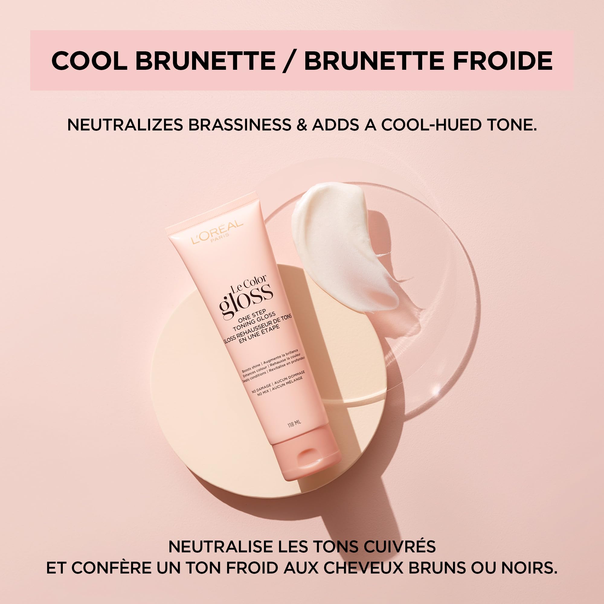 L’Oreal Paris Le Color Gloss One Step In-Shower Toning Hair Gloss for Bleached Hair, Neutralizes Brass, Conditions & Boosts Shine, Platinum Pearl, 4 Ounce