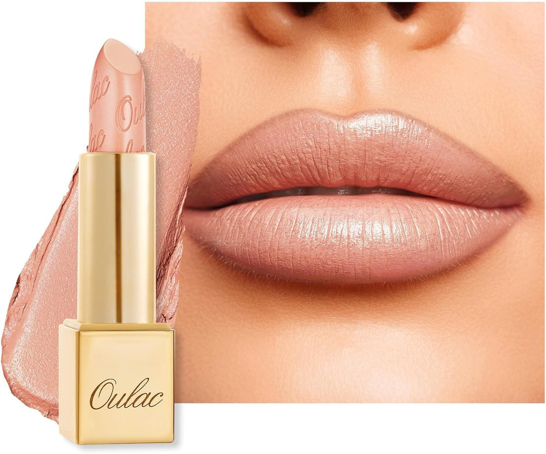 OULAC Metallic Shine Glitter Lipstick, Pink High Impact Lipcolor, Lightweight Soft and Ultra Hydrating, Long Lasting, Vegan & Cruelty-Free, Full-Coverage Lip Color 4.3 g/0.15 HIP & HIPPIE(11) Halalzen