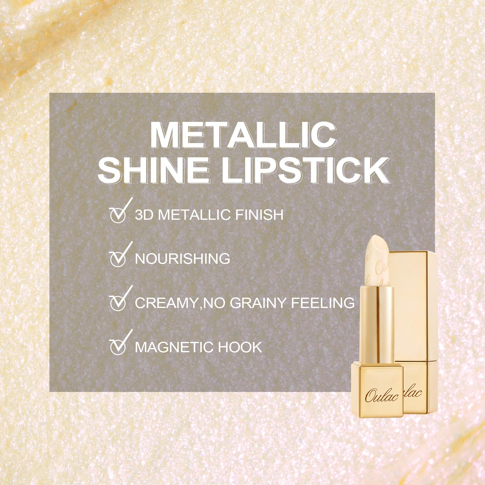 OULAC Metallic Shine Glitter Lipstick, Pink High Impact Lipcolor, Lightweight Soft and Ultra Hydrating, Long Lasting, Vegan & Cruelty-Free, Full-Coverage Lip Color 4.3 g/0.15 HIP & HIPPIE(11) Halalzen