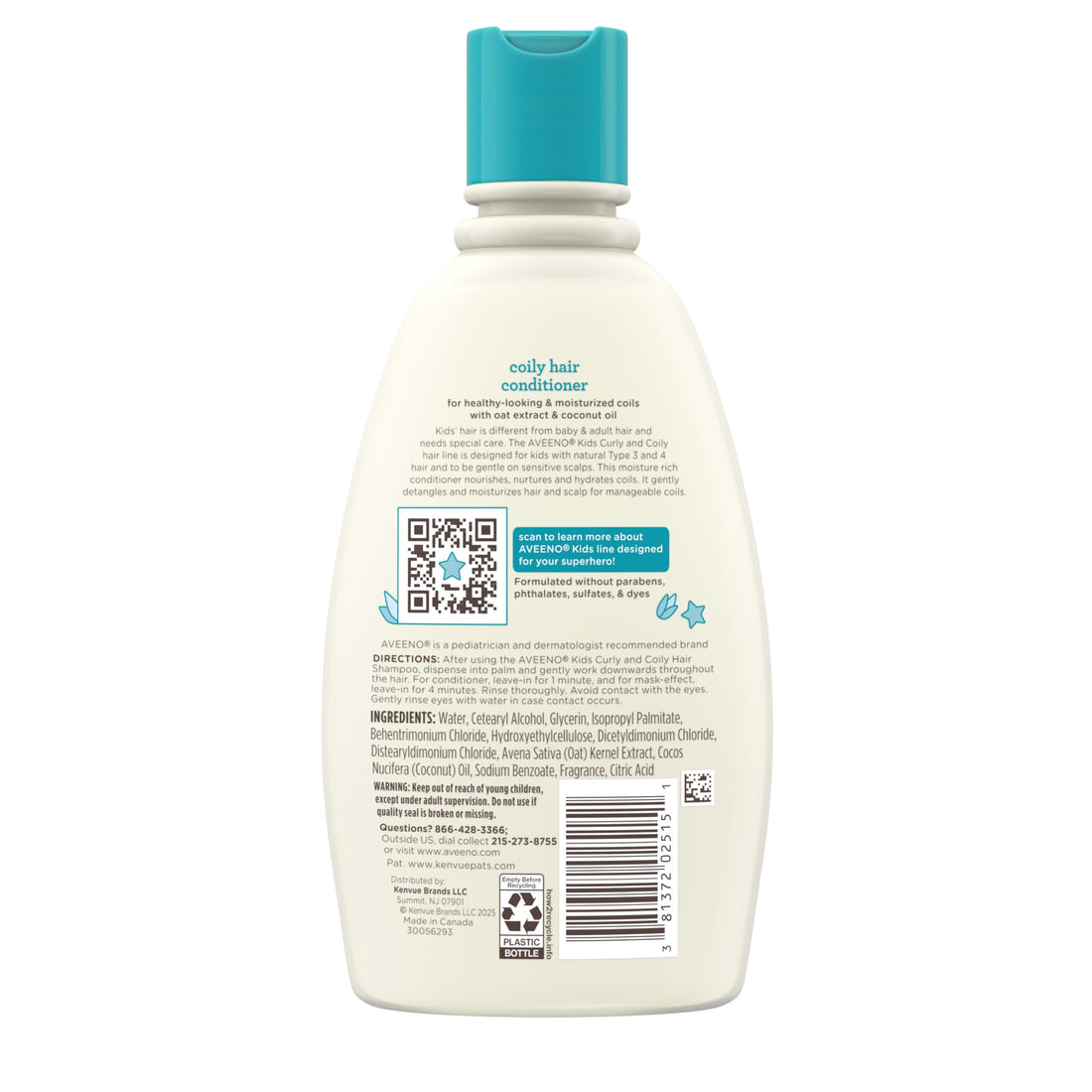 Aveeno Kids Coily Hair Conditioner with Oat Extract & Coconut Oil, Coily Hair Conditioner for Toddlers Detangles & Moisturizes Coils for Healthy-Looking Hair, Hypoallergenic, 12 fl. oz Halalzen