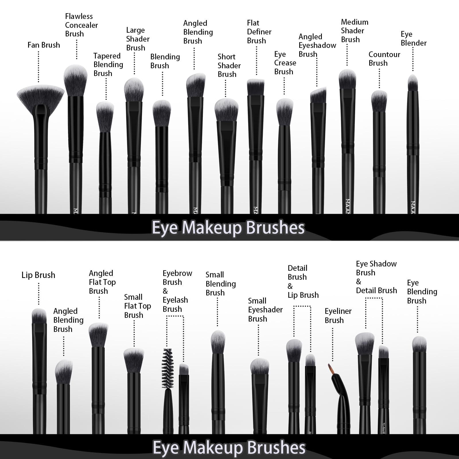 MAANGE Makeup Brush Set 49 Pcs Makeup Tool Set Premium Synthetic Foundation Powder Concealers Eye shadows Blush Makeup Brushes (Black, 49 Piece Set) Halalzen