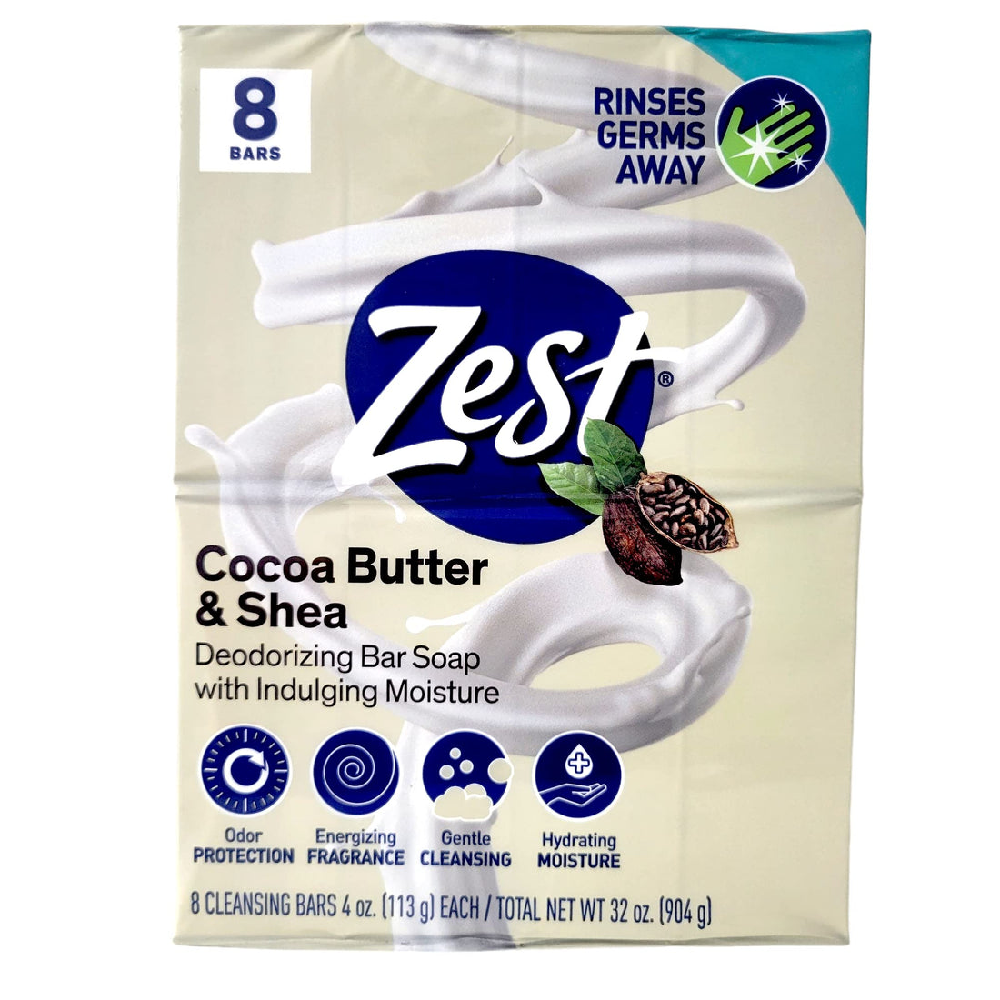 Zest Bar Soap - 8 Bars - Enriched With Cocoa Butter And Shea for Ultra Moisturizing Cleansing - Leaves Your Body Feeling Silky Smooth And Deeply Moisturized