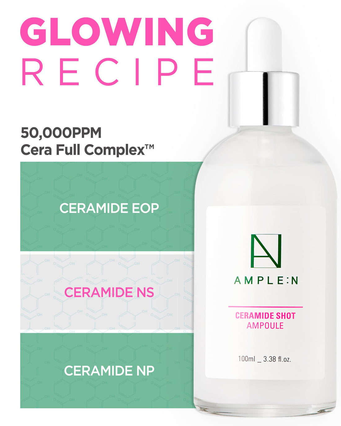 CORÉANA AMPLE:N Ceramide Shot Ampoule 3.38 fl. oz. (100ml) - Highly Concentrated Ultimate Hydrating Facial Serum for Dry and Rough Skin, Moisture-Locking, Reduced Wrinkles