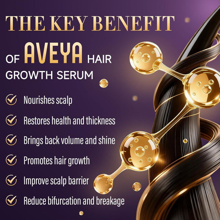 AVEYA Hair Growth Serum, for Women & Men infused with Rosemary Oil,Batana Oil&Biotin for Scalp – Strengthens,Thickens&Accelerates Hair Care - Non-Greasy,Helps Prevent Hair Thinning & Hair Loss – 60ml