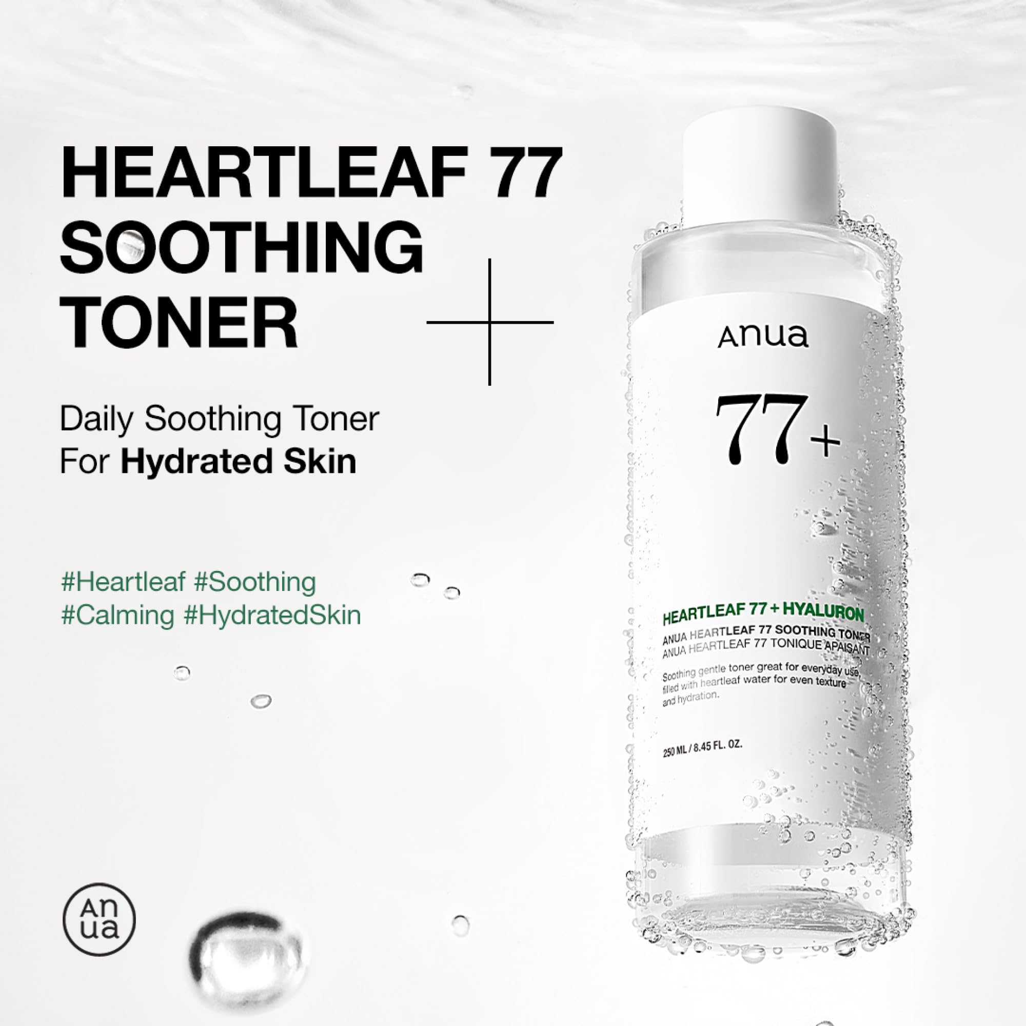 Anua Heartleaf 77 Soothing Toner, Tonique Visage Hydratant et Apaisant pour une Peau Lisse, Acide Hyaluronique, Hydratation Légère pour Peaux Sensibles, Soulage les Rougeurs, Soin Coréen, 250 ml