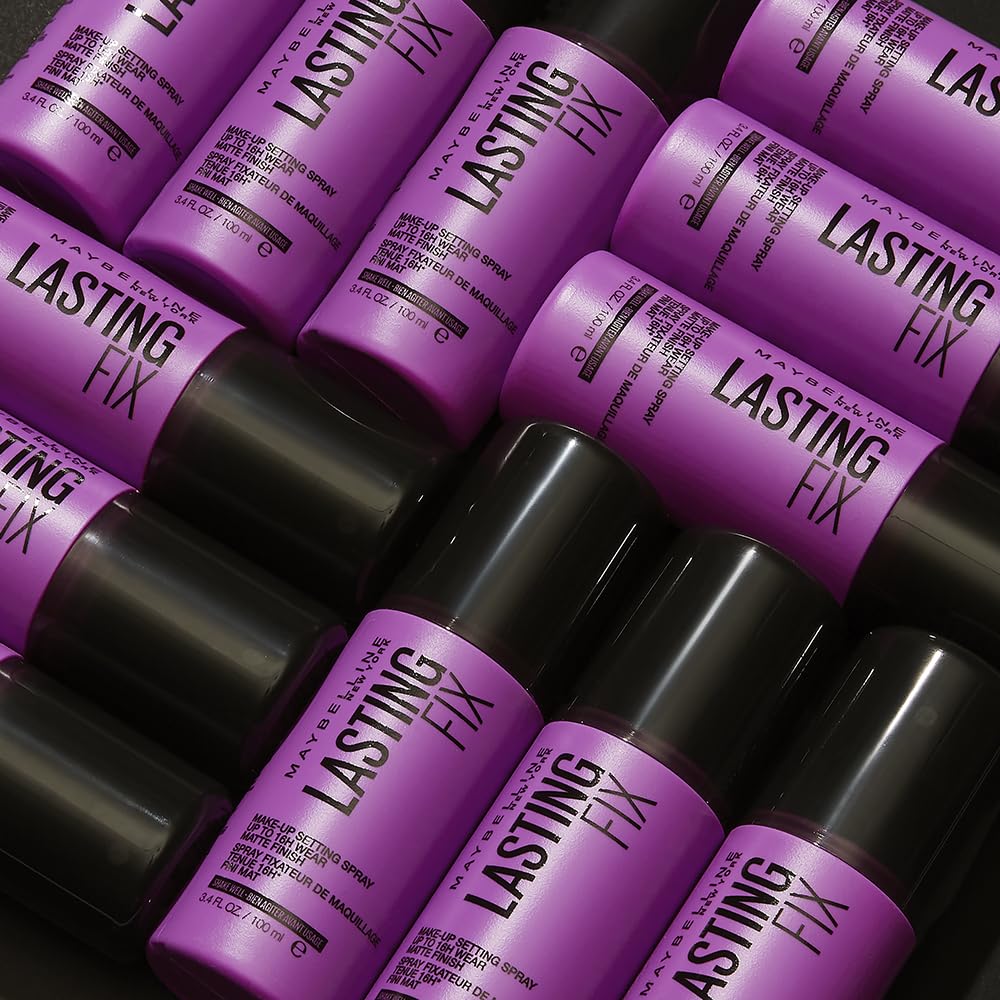 Maybelline New York Lasting Fix Matte Setting Spray, Micro-Fine Liquid Mist to Lock in Your Makeup Look for All-Day Wear Without Melting Fading or Smudging, Lasting Fix Matte, 100 Clear Halalzen