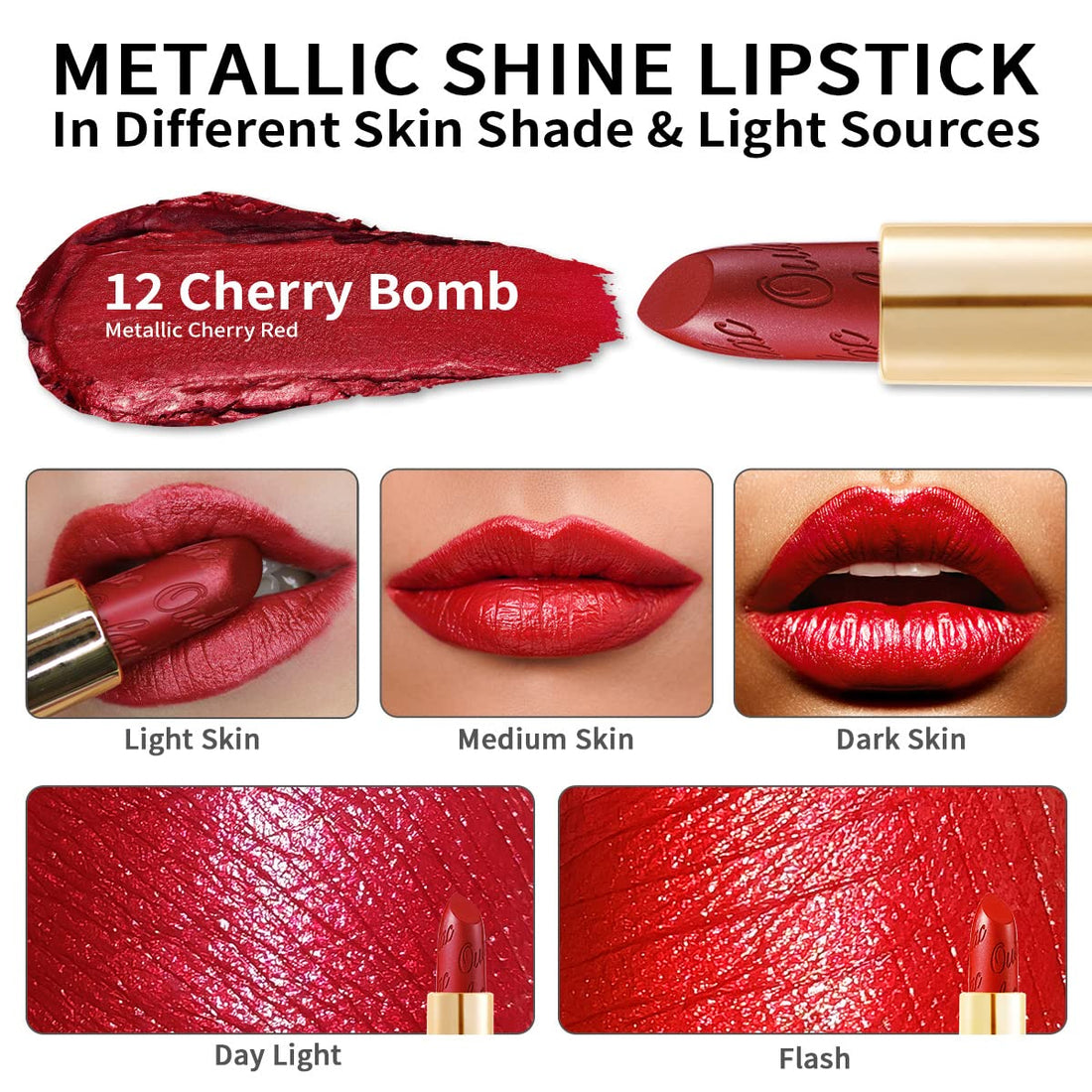 OULAC Metallic Shine Glitter Lipstick, Pink High Impact Lipcolor, Lightweight Soft and Ultra Hydrating, Long Lasting, Vegan & Cruelty-Free, Full-Coverage Lip Color 4.3 g/0.15 HIP & HIPPIE(11) Halalzen