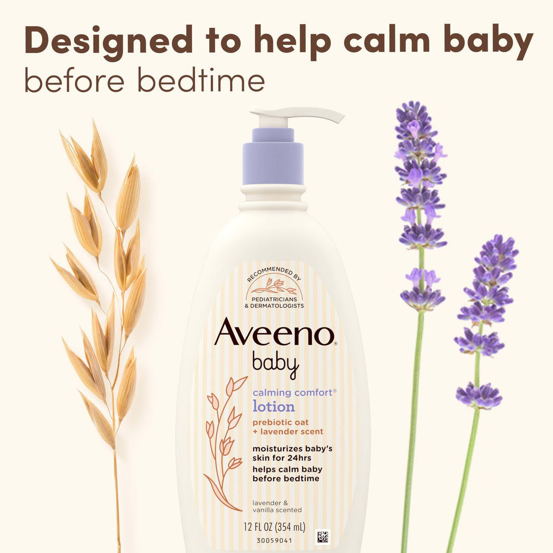 Aveeno Baby Calming Comfort Moisturizing Body Lotion with Relaxing Lavender & Vanilla Scents, Non-Greasy Baby Lotion, Nourishing Prebiotic Oatmeal, Paraben- & Phthalate-Free, 18 fl. oz Halalzen
