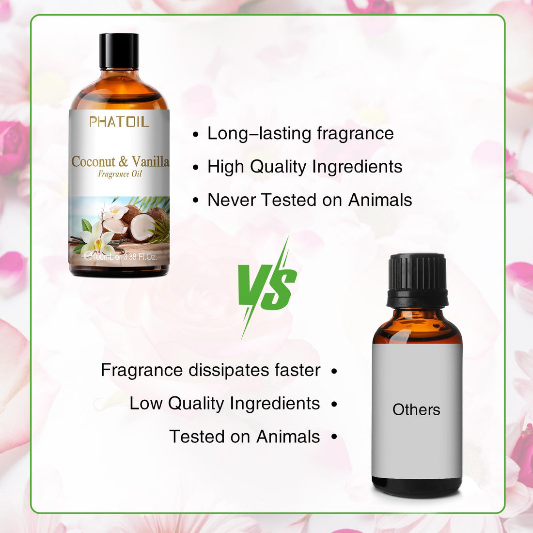 PHATOIL Coconut & Vanilla Fragrance Oils for Aromatherapy, Essential Oils for Diffusers for Home, Premium Quality Coconut & Vanilla Fragrance Essential Oil, Perfect for Diffuser, Relaxation - 100ml