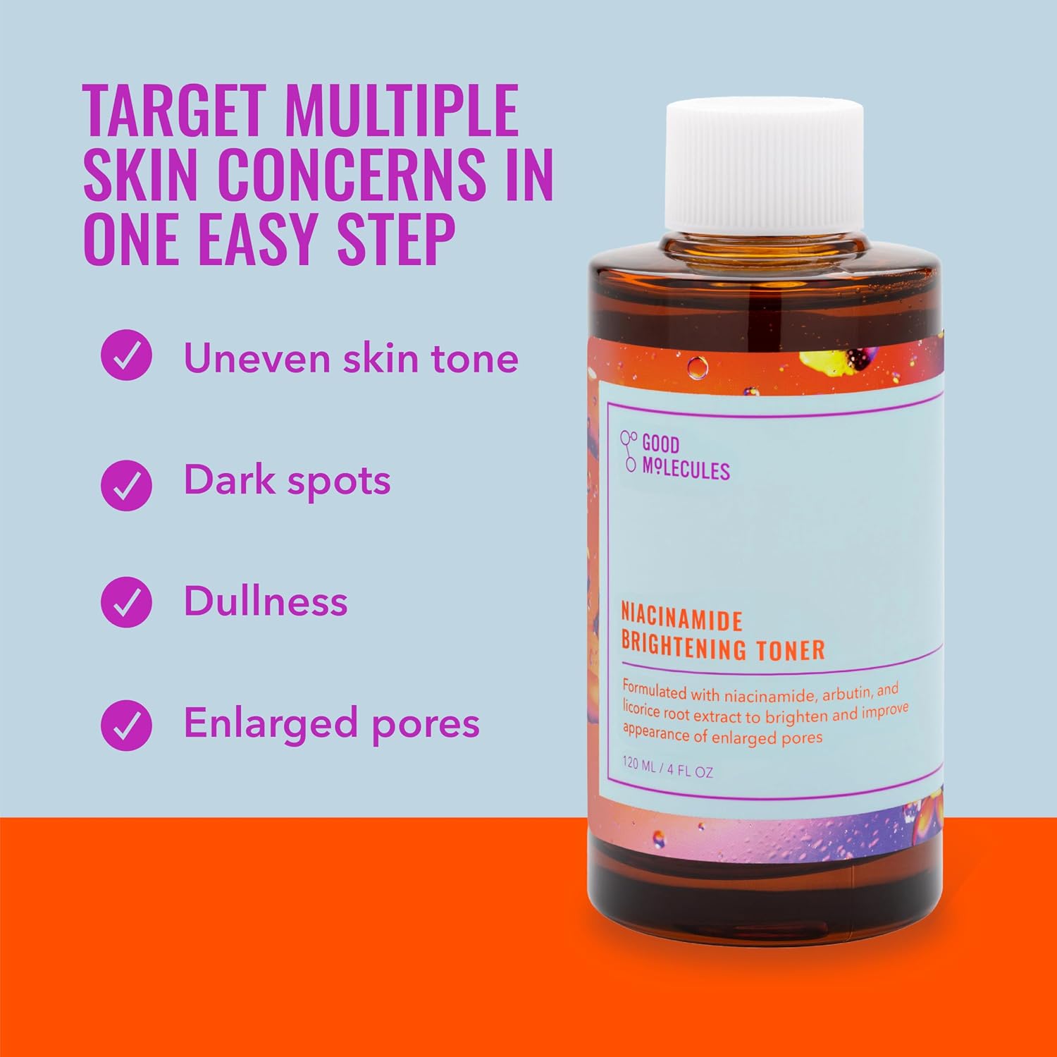 Good Molecules Niacinamide Brightening Toner Facial Toner with Niacinamide, Vitamin C and Arbutin for Even Tone, Enlarged Pores Skincare for Face