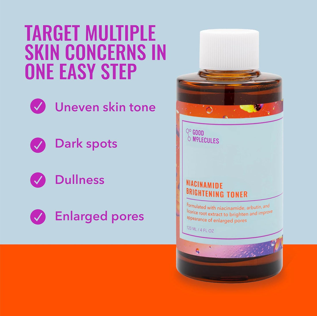 Good Molecules Niacinamide Brightening Toner Facial Toner with Niacinamide, Vitamin C and Arbutin for Even Tone, Enlarged Pores Skincare for Face