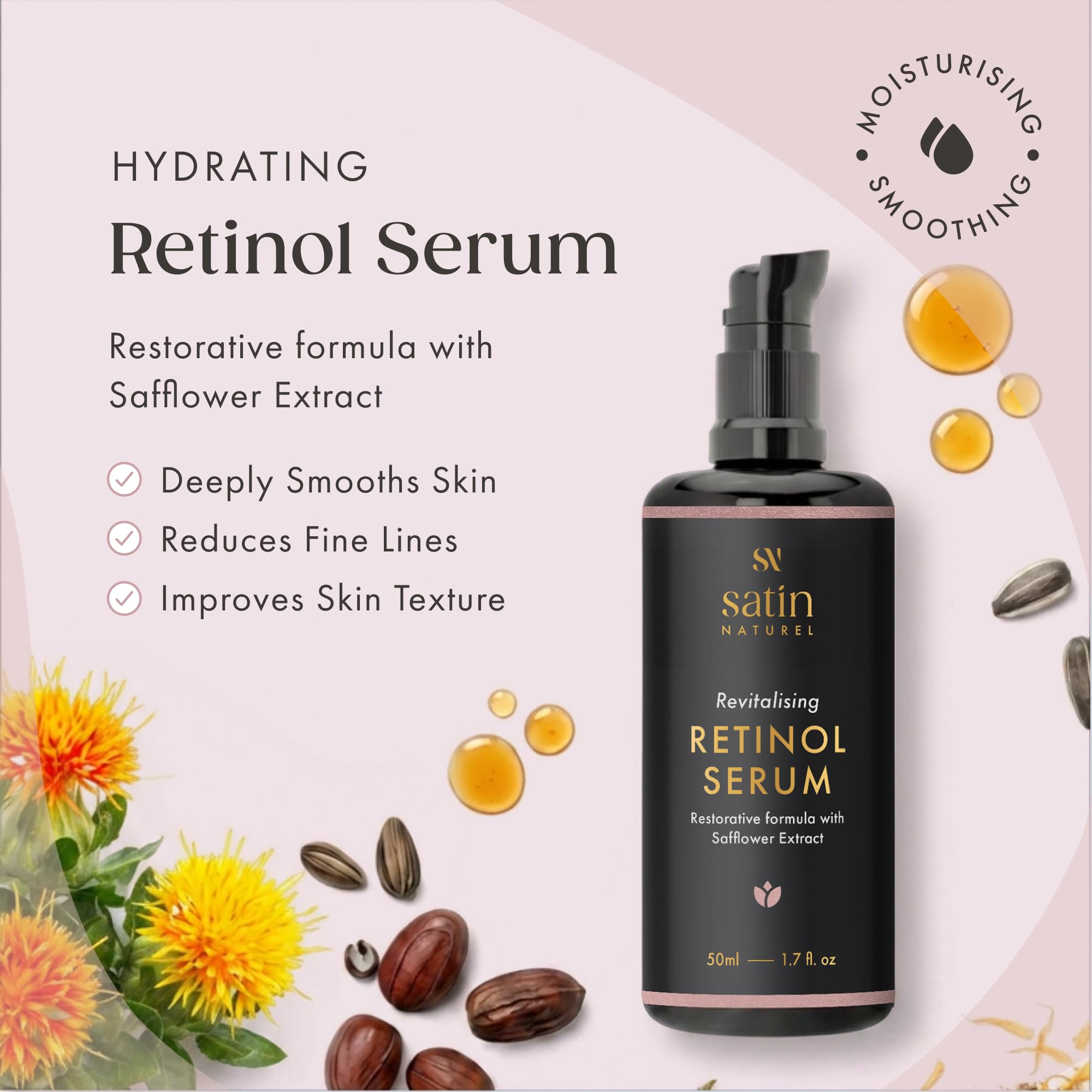 Satin Naturel High-Dose Hyaluronic Serum 100 ml – Organic Hyaluronic Acid Facial Serum – Anti-Aging Moisturizing Serum – Vegan – 24h Hydration – Facial Care for Women and Men