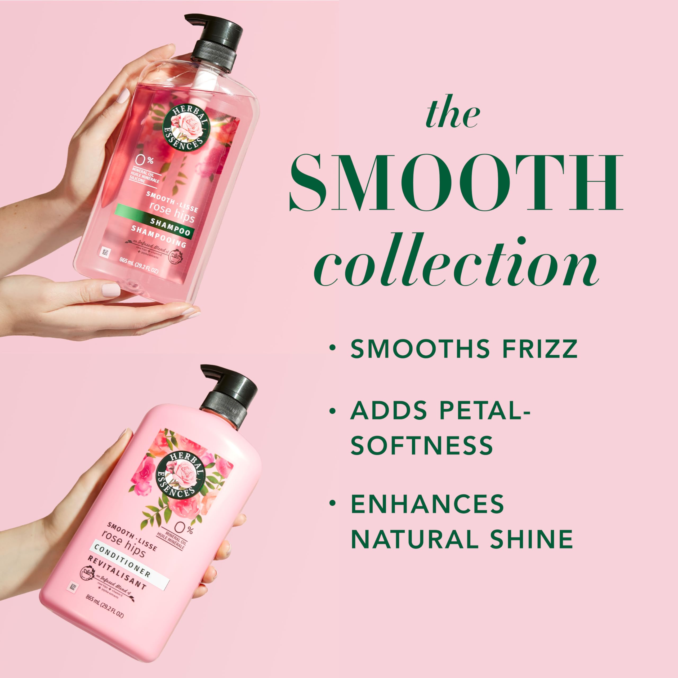 Herbal Essences Shampoo & Conditioner Set, Rose Hips - Smooth Collection, Paraben-Free, Color-Safe, Shiny Hair with Jojoba & Vitamin E, 29.2 Fl Oz Each, 2-Pack Halalzen
