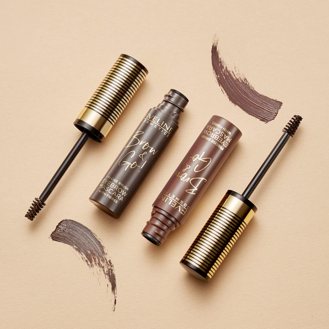 Eveline Cosmetics Brow & go! BROW&GO Eyebrow Mascara No. 02 Dark - Precision Brow Definition, Volumizing Micro-Fibers, Long-Lasting Formula, 10 ML