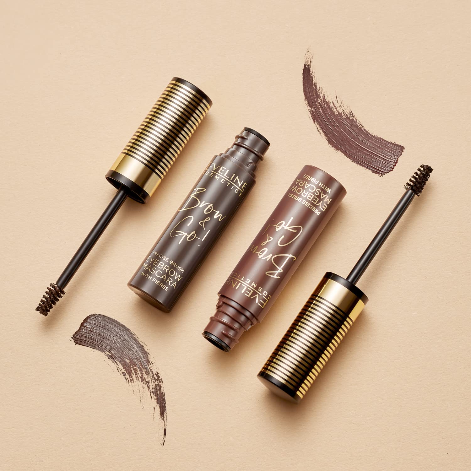 Eveline Cosmetics Brow & go! BROW&GO Eyebrow Mascara No. 02 Dark - Precision Brow Definition, Volumizing Micro-Fibers, Long-Lasting Formula, 10 ML