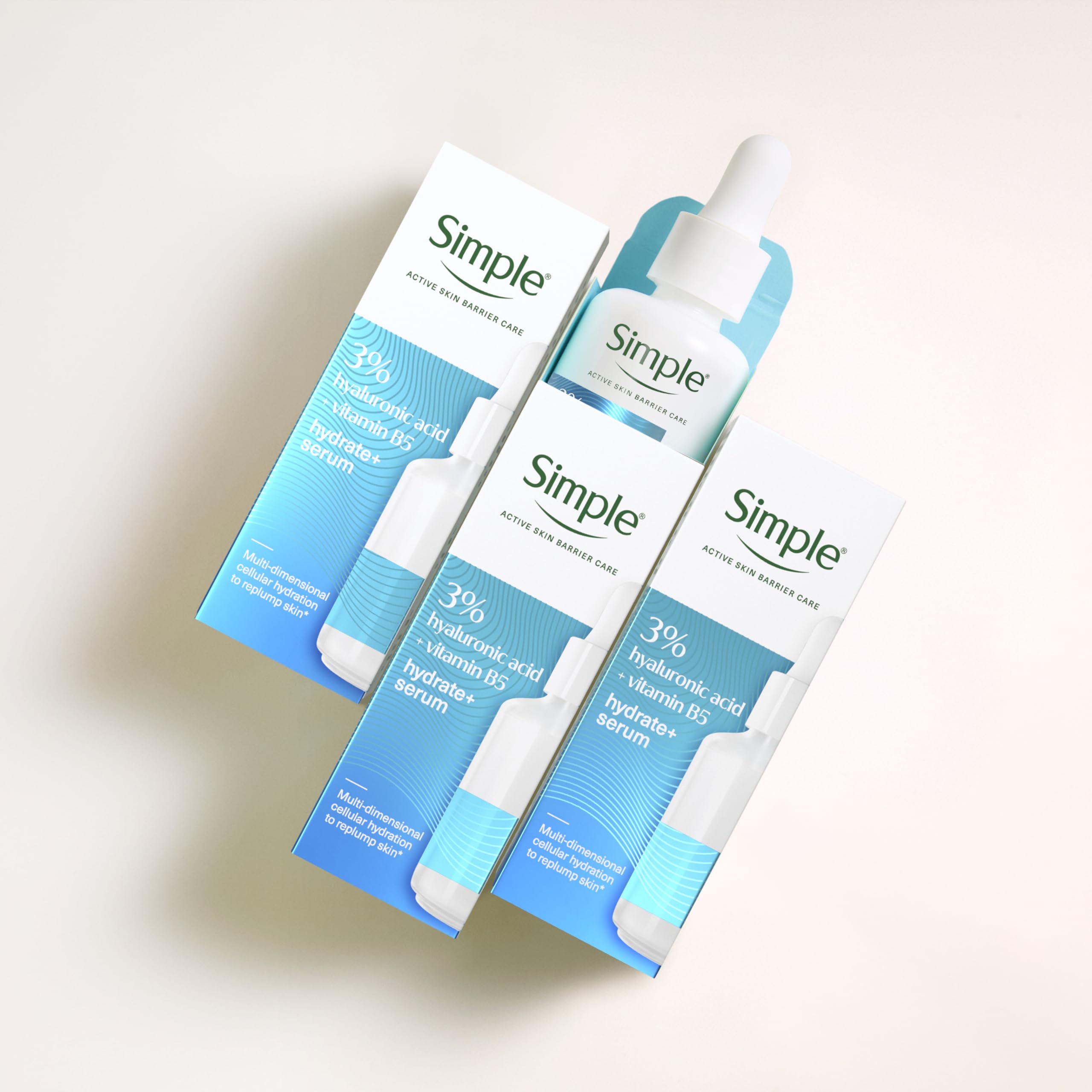 Simple Hydrate+ 3% Hyaluronic Acid + Vitamin B5 Face Serum skin care suitable for daily use on all skin types for hydrated, softer skin 30 ml