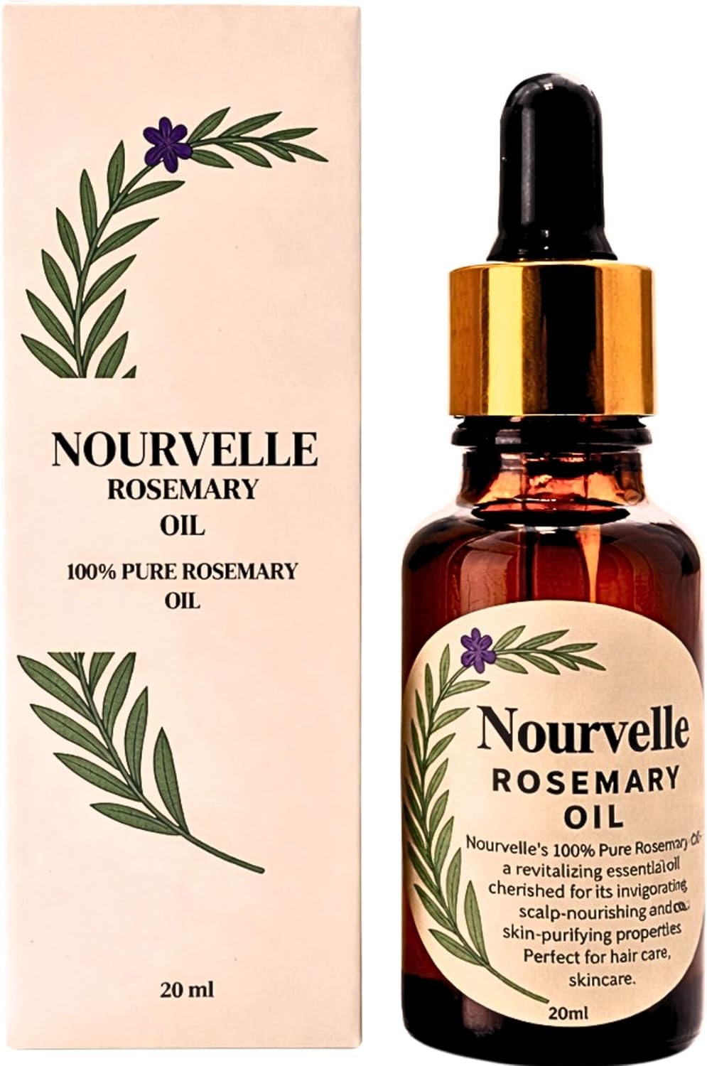 Pure Rosemary Essential Oil for Hair Growth & Scalp Health -100% Natural Undiluted Oil for Hair Loss, Skin Care & Aromatherapy - 20ml