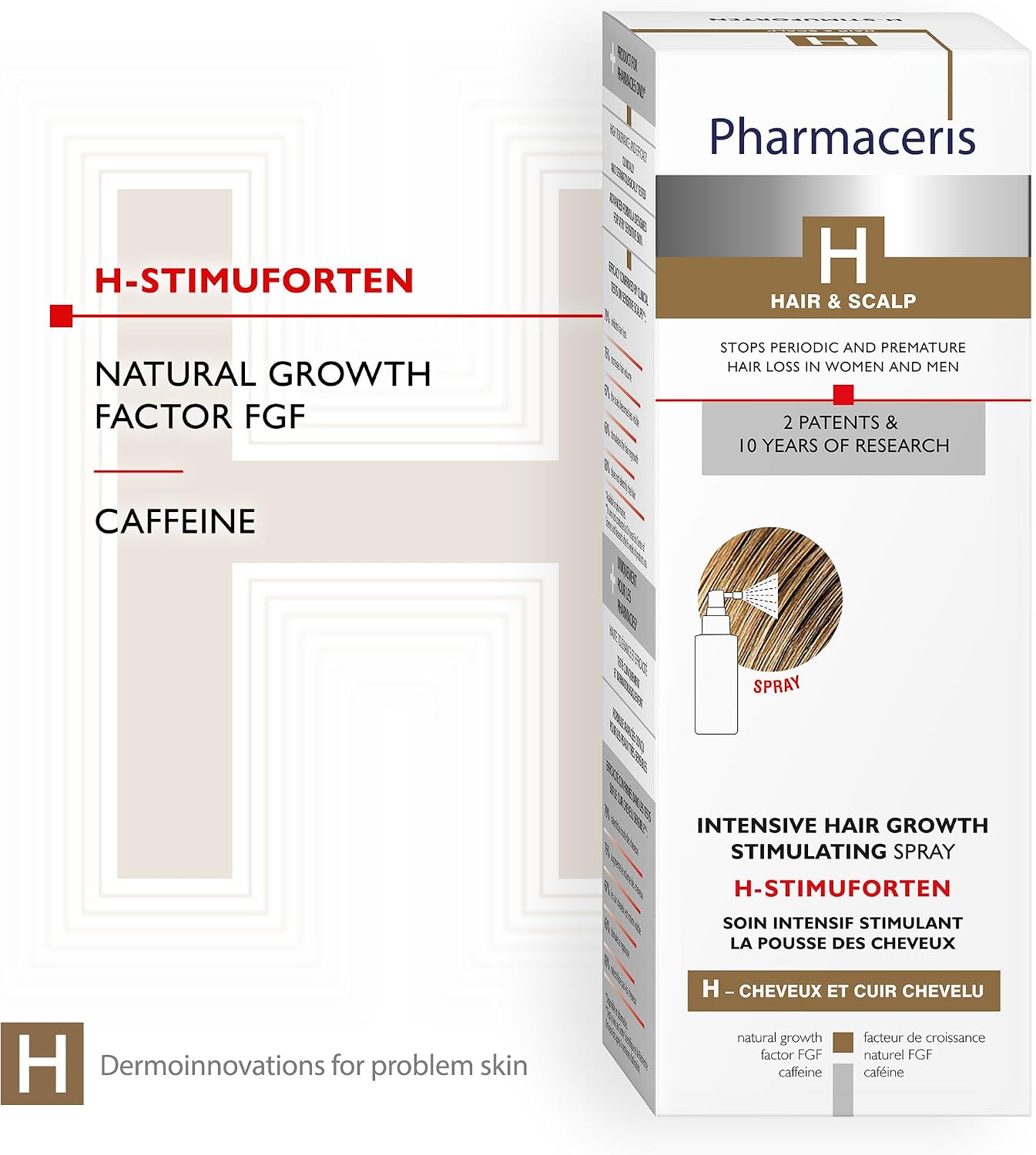 Pharmaceris H Stimuforten, Intensive Hair Growth Stimulating Spray, Hair Loss Treatment, Women and Men, for Sensitive Scalp - 125 ml