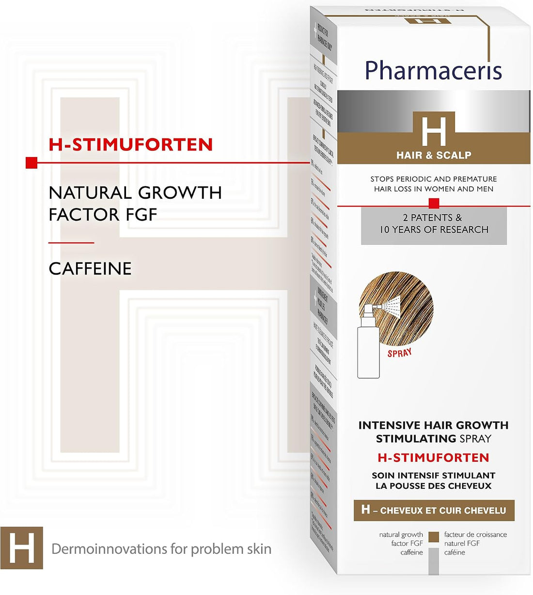 Pharmaceris H Stimuforten, Intensive Hair Growth Stimulating Spray, Hair Loss Treatment, Women and Men, for Sensitive Scalp - 125 ml