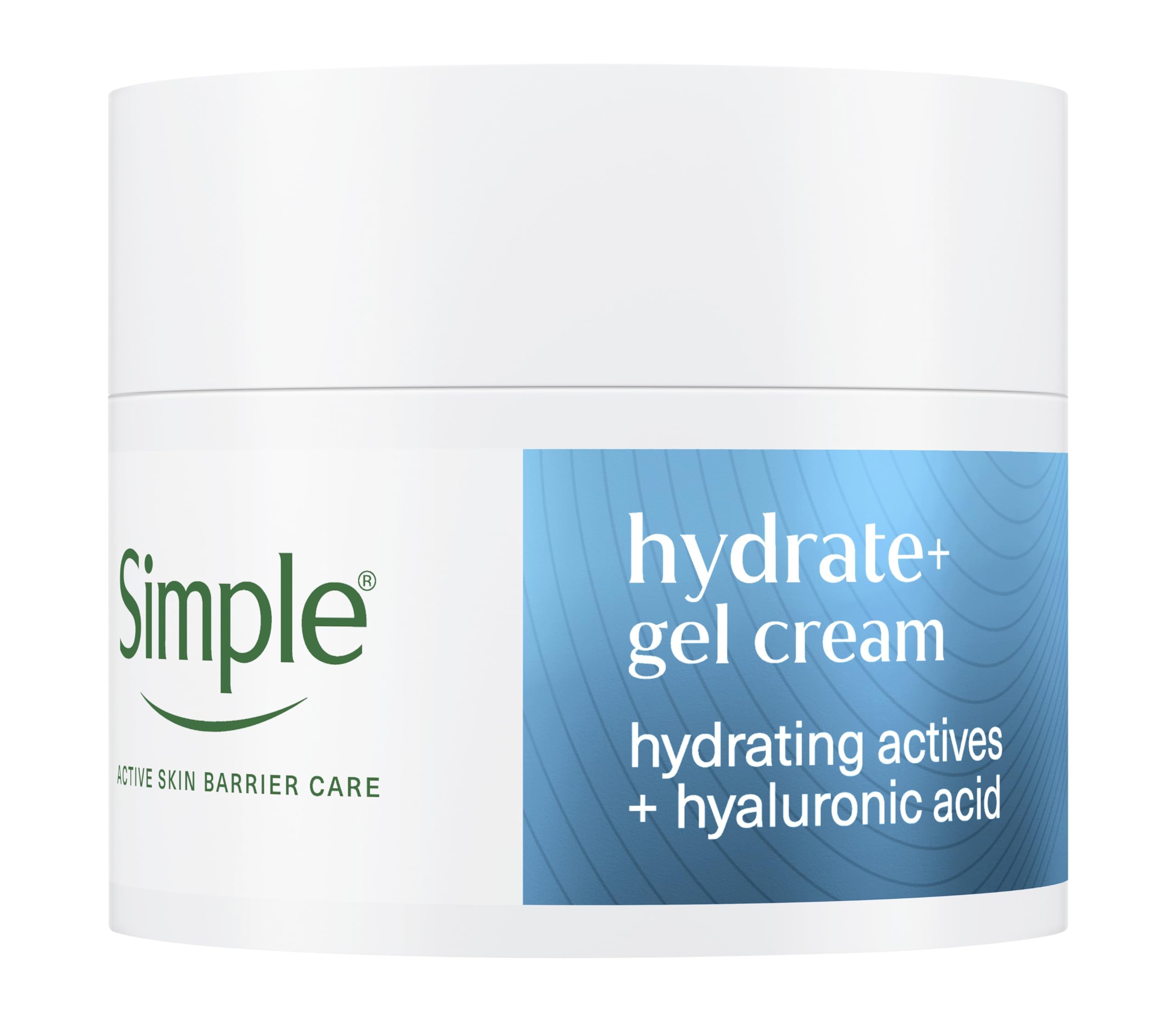 Simple Hydrate+ Facial Moisturiser, Hydrating Actives + Hyaluronic Acid, Multi-Layer* Hydration up to 100 Hours, Gel Cream Day Moisturiser for Sensitive Skin, 50 ml