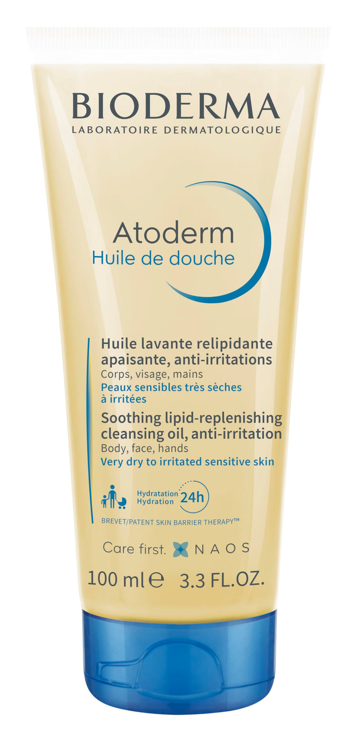 Bioderma Atoderm Shower Oil, Cleansing Oil For Face & Body, Nourishing Cleansing Oil For Dry to Atopic Sensitive Skin For Softer & Smooth Skin For Your Whole Family