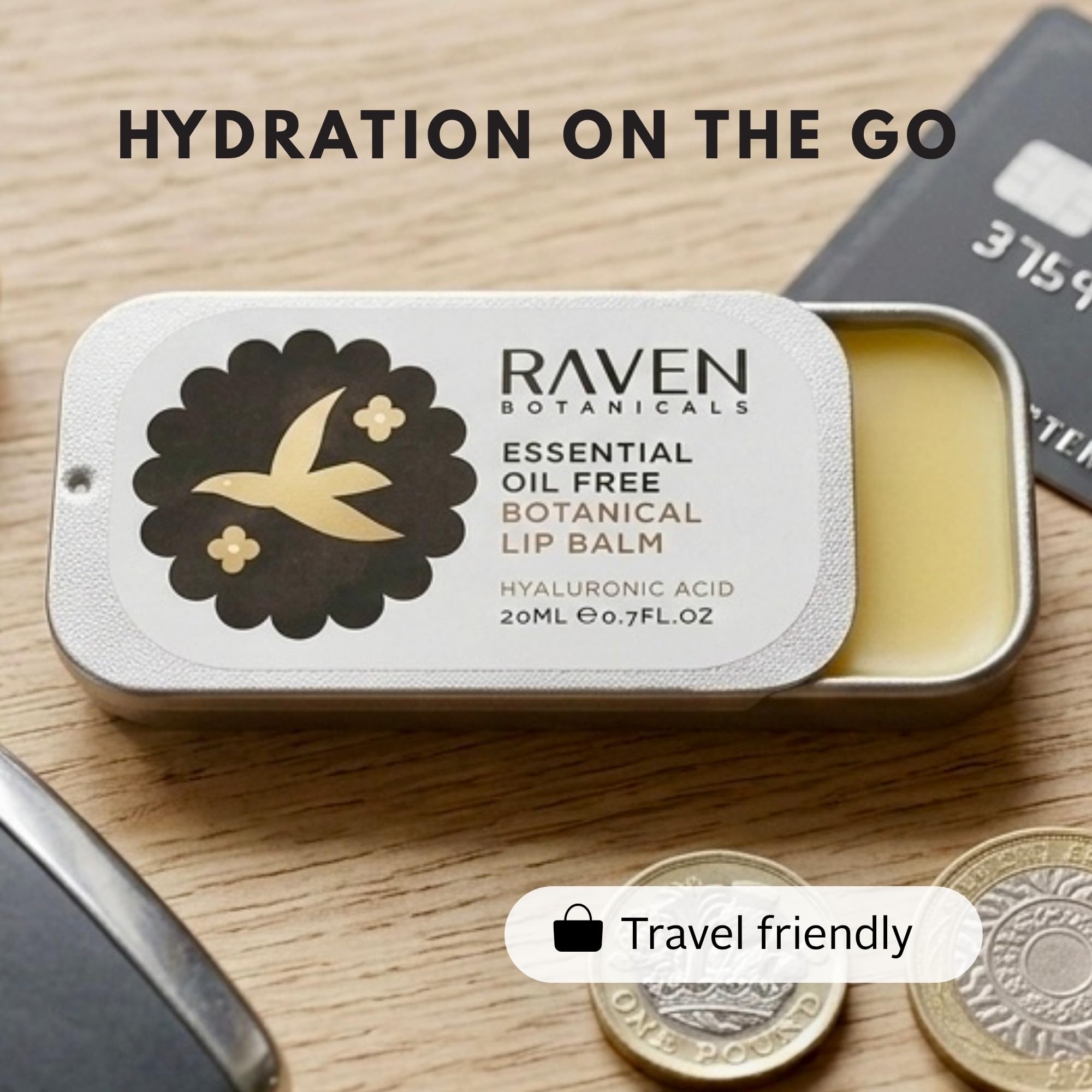 Raven Botanicals Natural Lip Balm Treatment, Hydration and Barrier Support, Organic Plant Extract Formula – Botanical Lip Balm 20ml (Rose Geranium)
