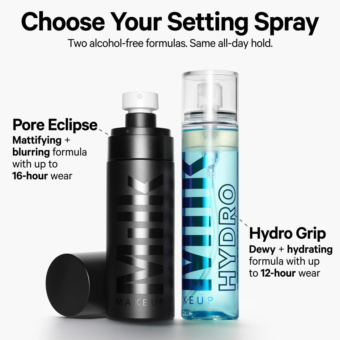 Milk Makeup Hydro Grip Set + Refresh Spray with Hyaluronic Acid – Sets Makeup + Hydrates Skin for Up to 12 Hours – Long-Lasting, Alcohol-Free Facial Mist for Dewy, Radiant Skin