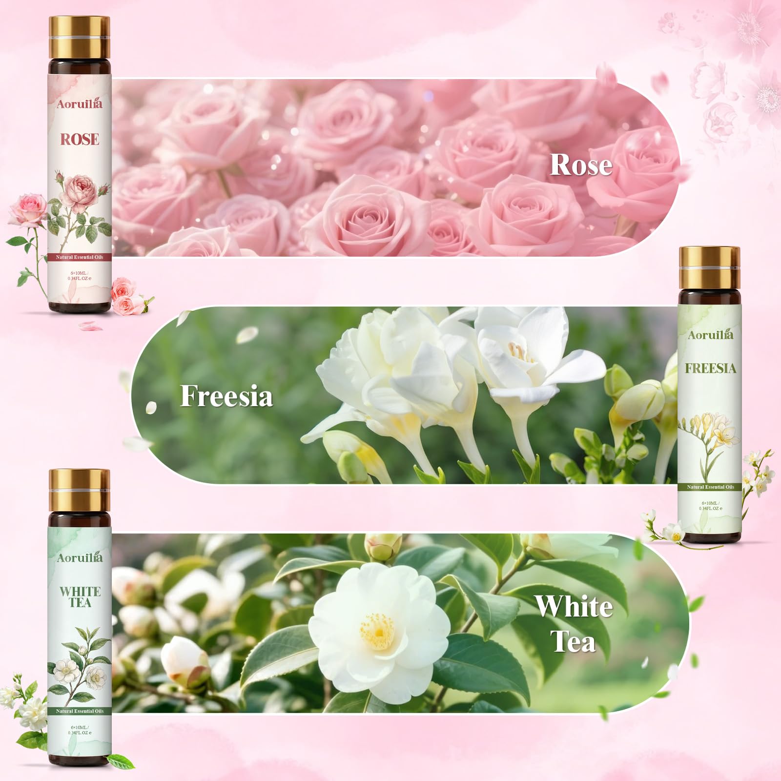Clean Essential Oils Set 6 x 10ml, Laundry Fragrance Oils for Diffusers, Soap Making - Eucalyptus & Cotton, Bergamot Black Tea, Cardamom & Cedar, Baby Powder, Clean Breeze, Fresh Linen