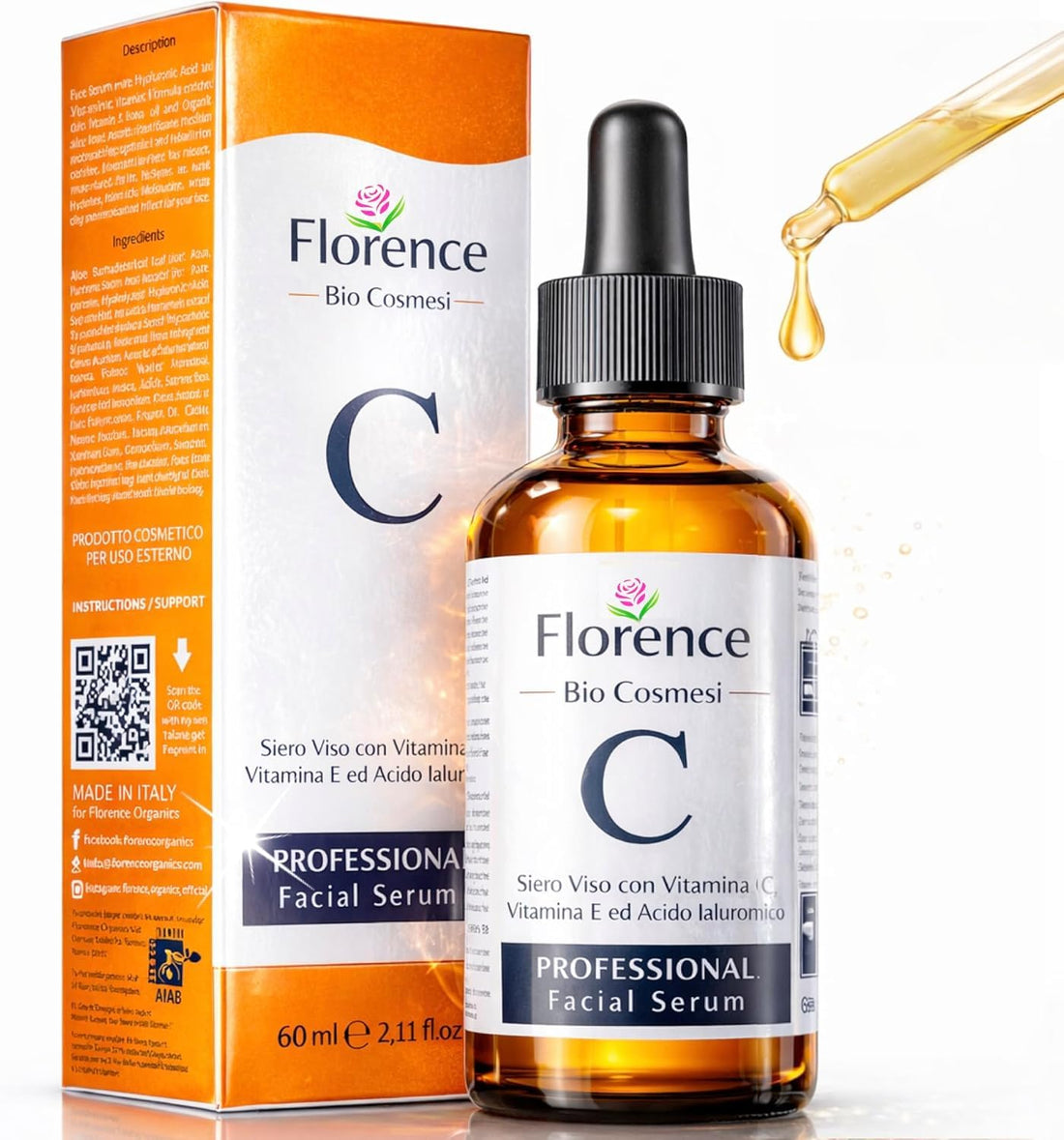 Big 2.11oz. Organic Vitamin C Serum for Face. Anti-Dark Spots, Wrinkles Skin Repair Serum with Hyaluronic Acid, Vitamin C & Niacinamide. All-in-One Brightening, Anti Aging Facial & Eye Area Skincare